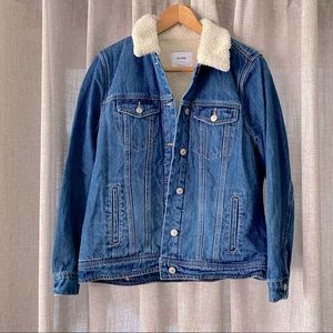 old navy fleece-lined denim jacket